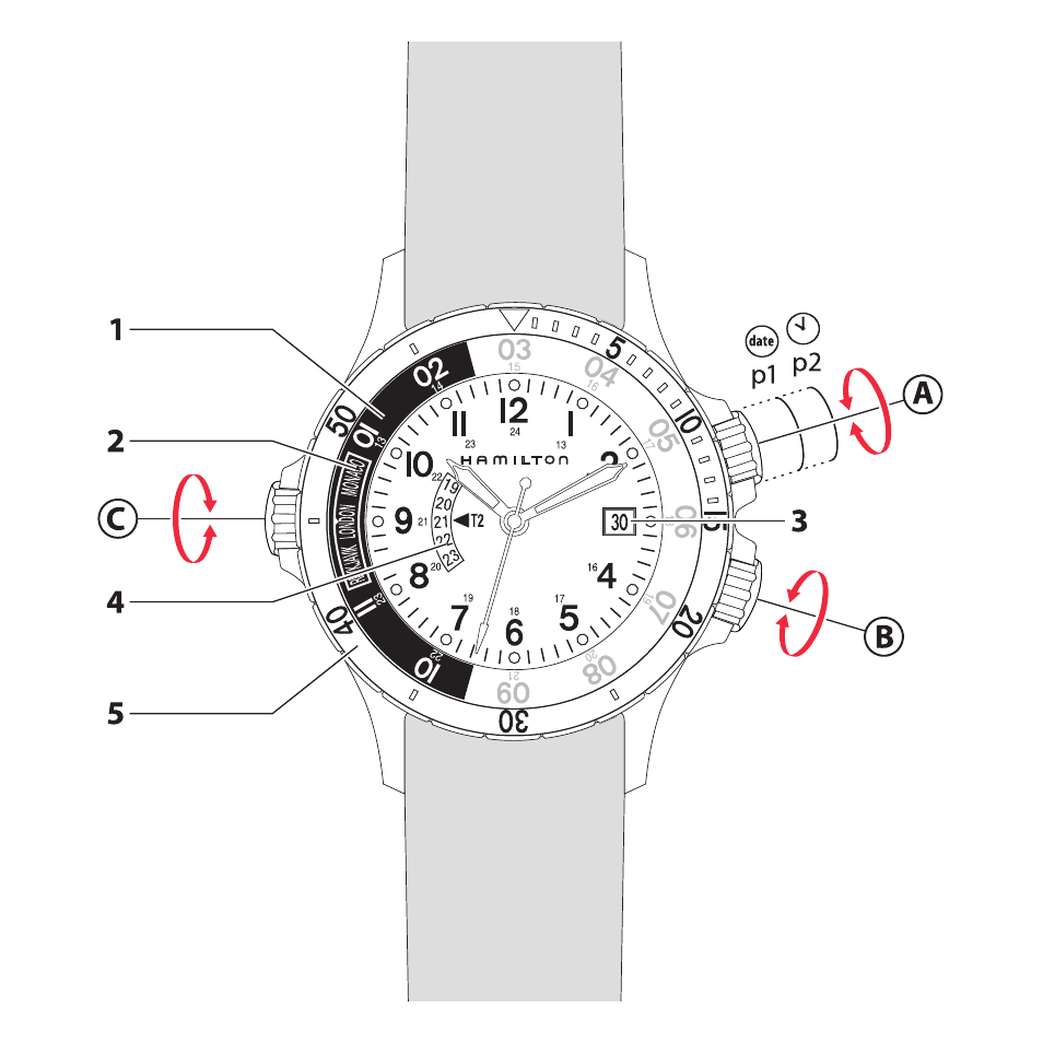 Hamilton Watch Khaki GMT 3 TZ User Manual | Page 2 / 74