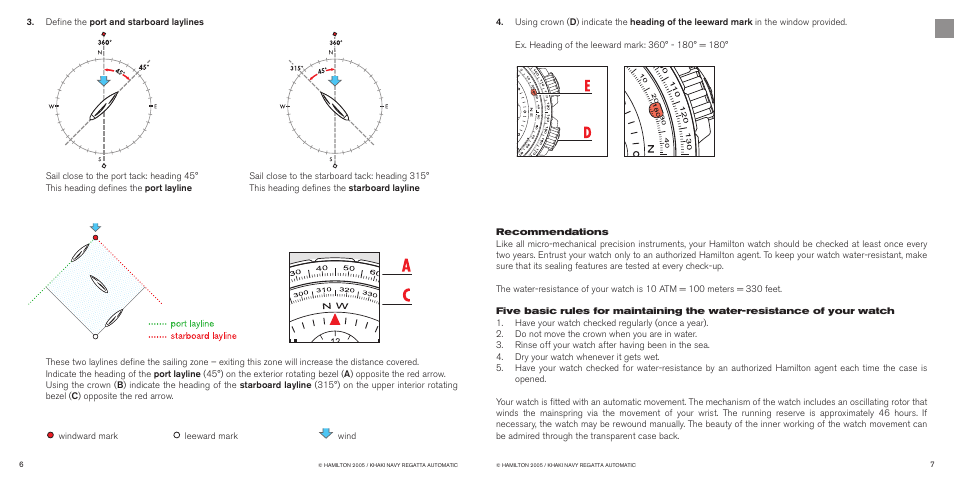 Hamilton Watch Khaki Navy Regatta Automatic User Manual | Page 6 / 47