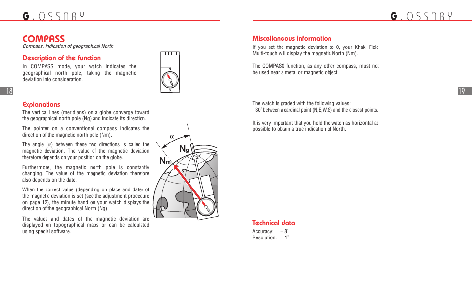 Compass | Hamilton Watch Khaki Field Multi-Touch User Manual | Page 12 / 58