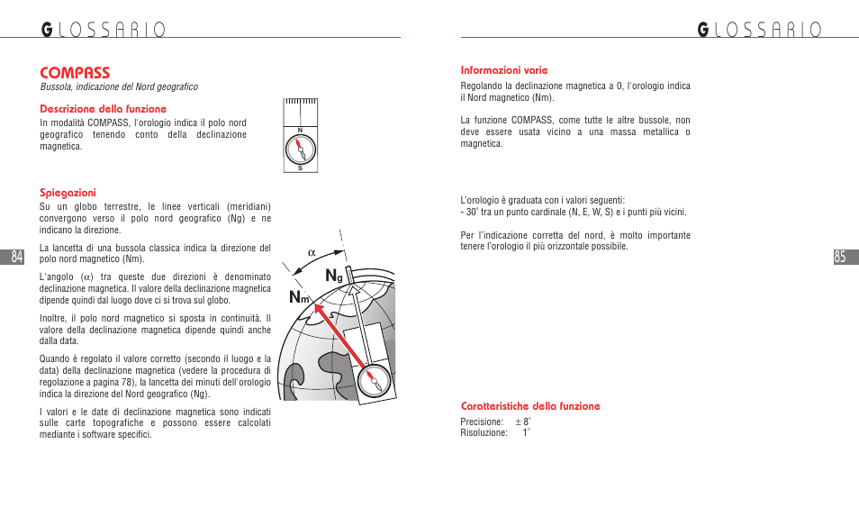 85 n, Compass | Hamilton Watch Khaki Field Multi-Touch User Manual | Page 45 / 58