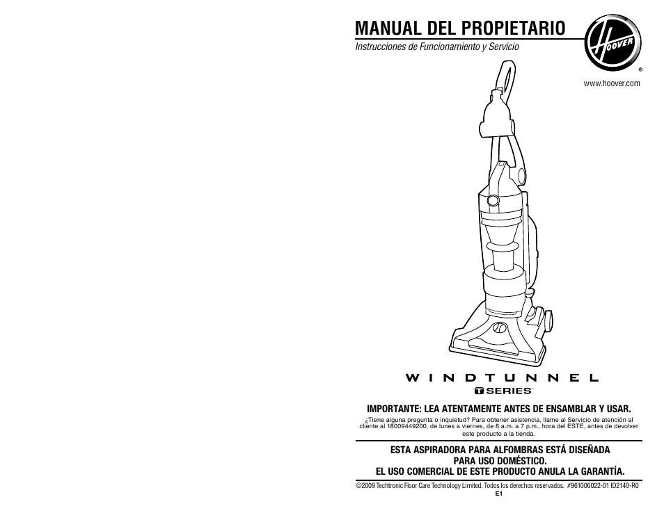 Manual del propietario | Hoover WindTunnel UH70200 User Manual | Page 16 / 45