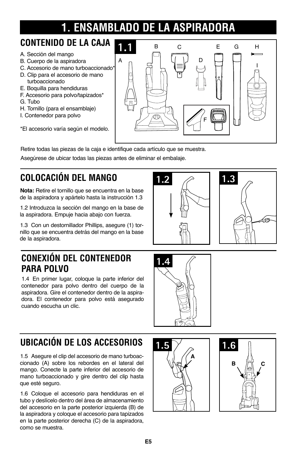 Ensamblado de la aspiradora | Hoover WindTunnel UH70200 User Manual | Page 20 / 45