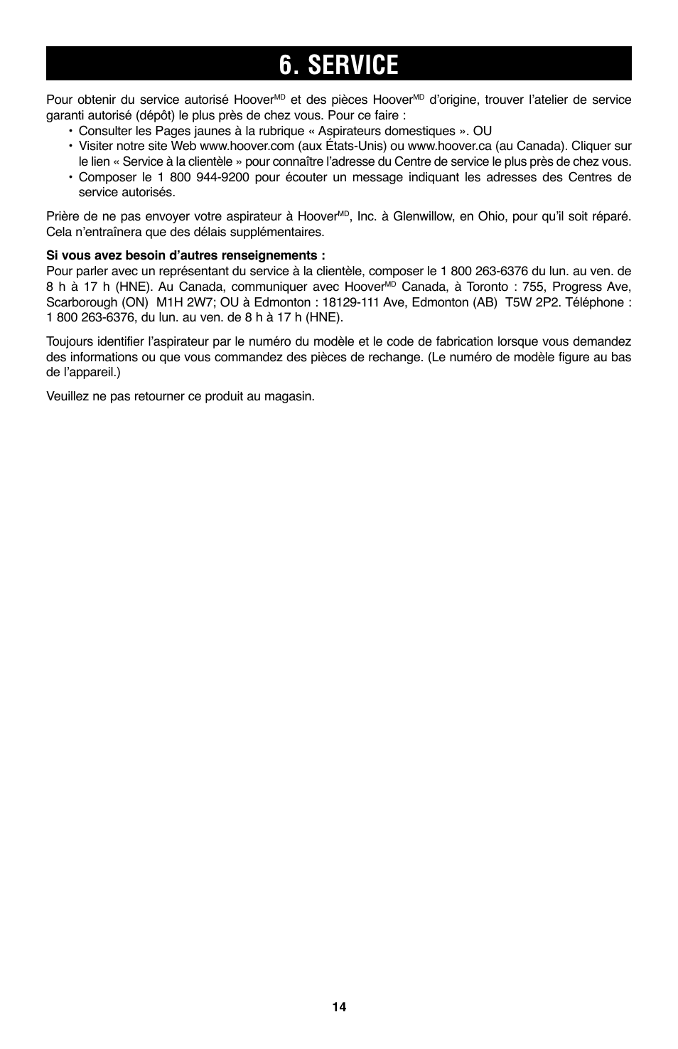 Service | Hoover WindTunnel UH70200 User Manual | Page 44 / 45