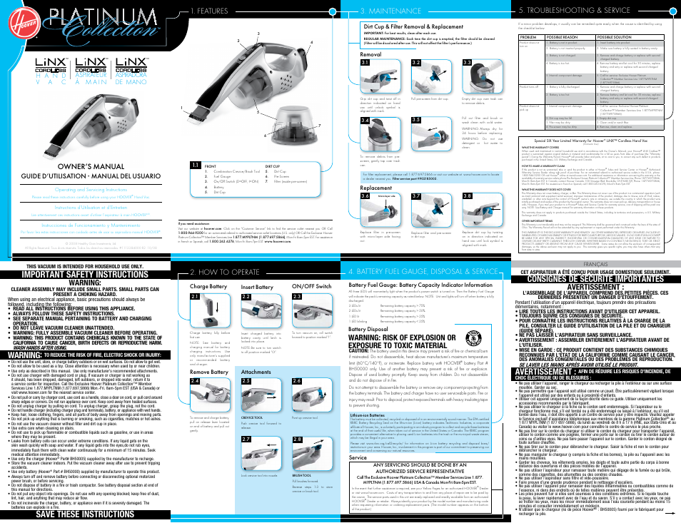 Hoover LiNX User Manual | 2 pages