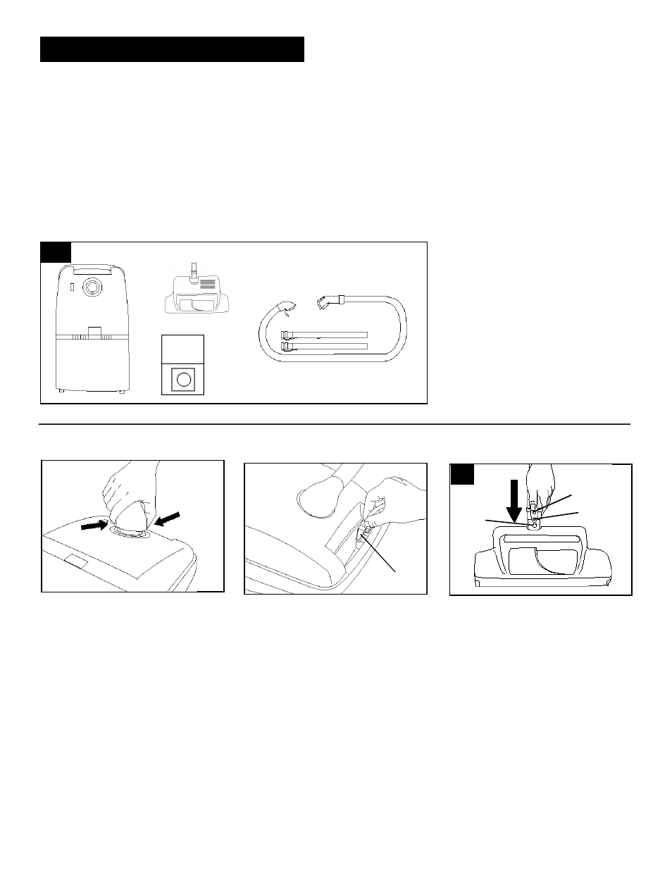 Assembling cleaner, Carton contents connect hose, wands and nozzle | Hoover WindTunnel Wind Tunnel Canister Cleaner with Powered Nozzle User Manual | Page 3 / 12