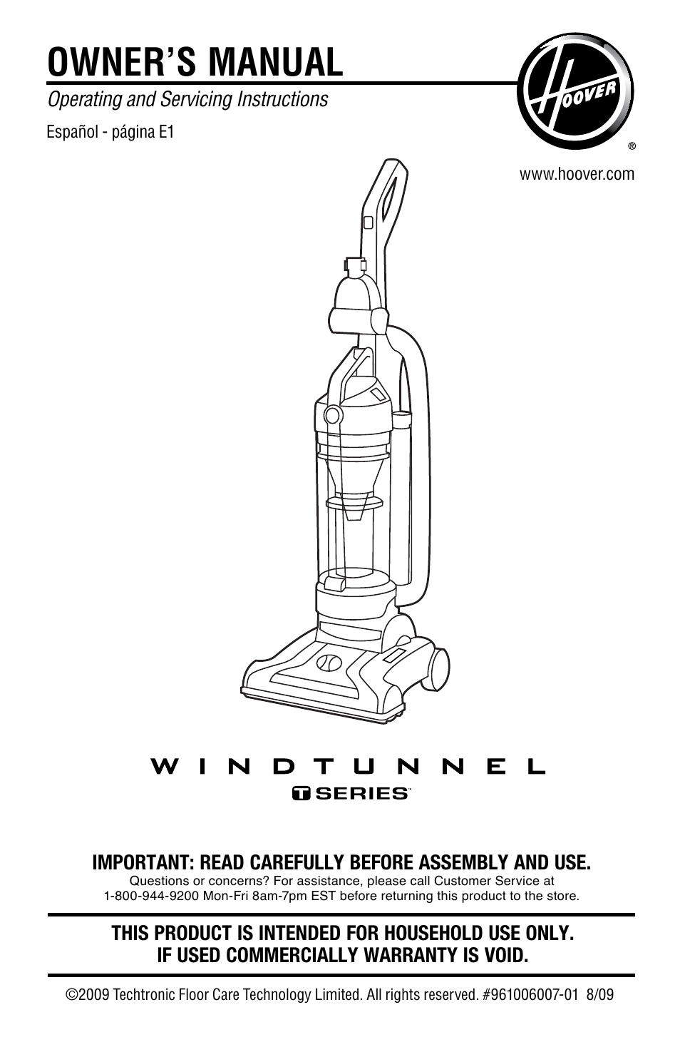 Hoover WindTunnel UH70105 User Manual | 45 pages