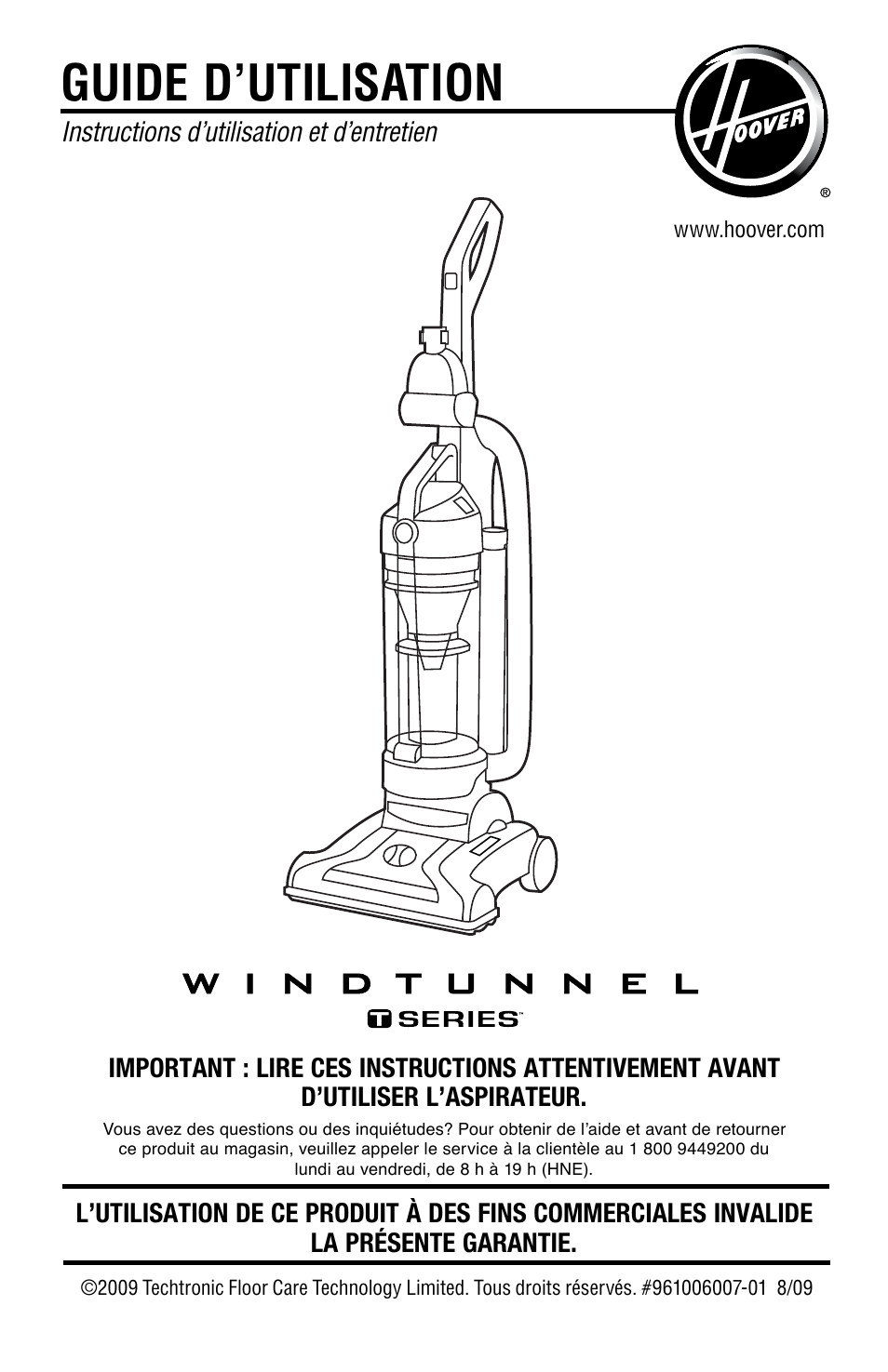 Guide d’utilisation | Hoover WindTunnel UH70105 User Manual | Page 31 / 45