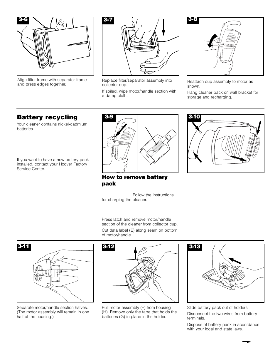 Battery recycling | Hoover HandVac User Manual | Page 7 / 8