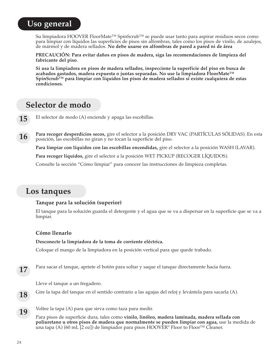 Hoover FloorMate User Manual | Page 24 / 44