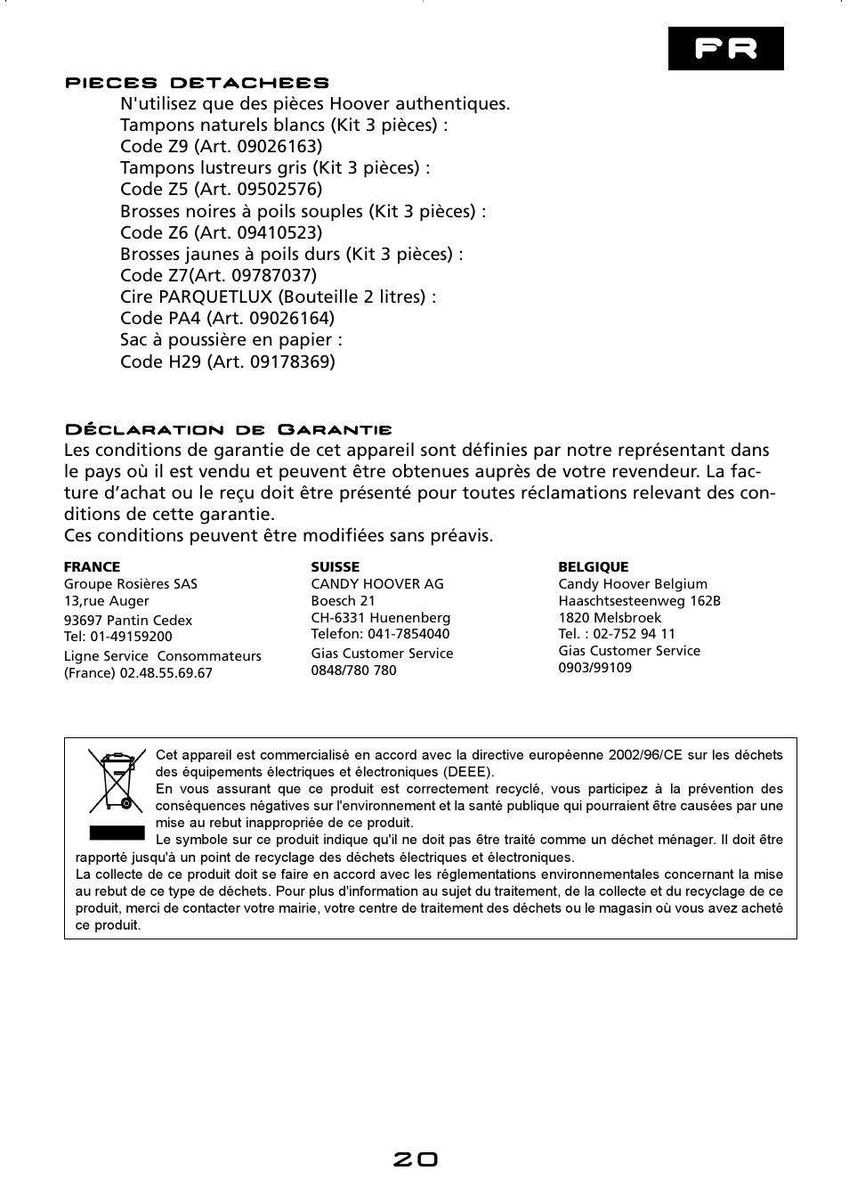 Hoover hard floor polisher User Manual | Page 20 / 56