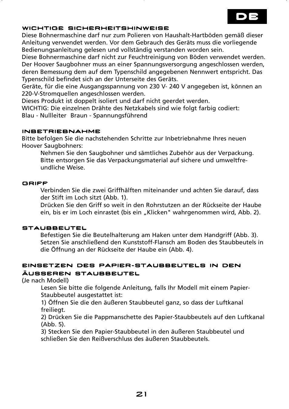 Hoover hard floor polisher User Manual | Page 21 / 56