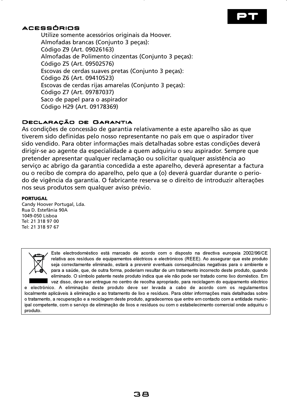 Hoover hard floor polisher User Manual | Page 38 / 56
