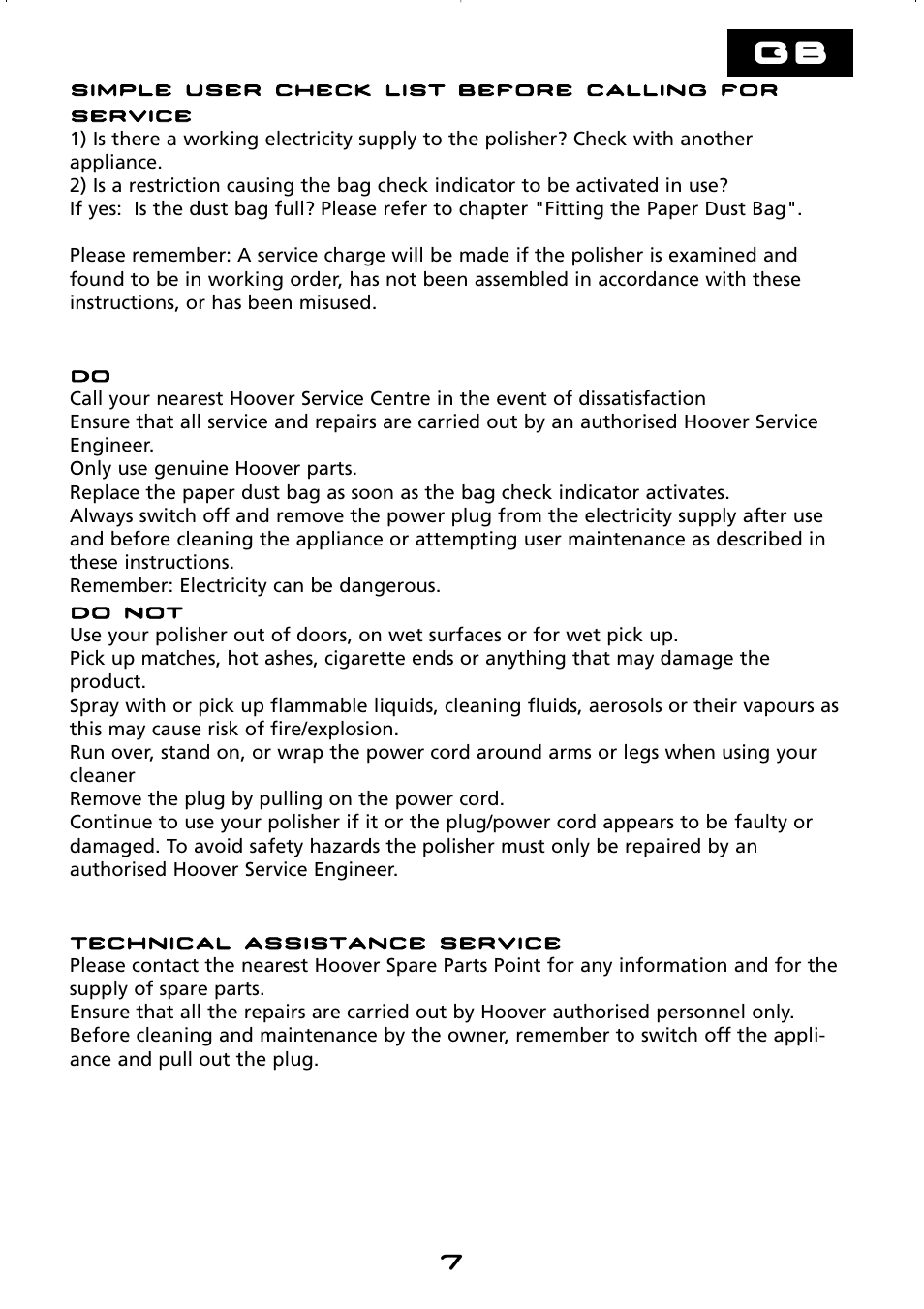 Hoover hard floor polisher User Manual | Page 7 / 56