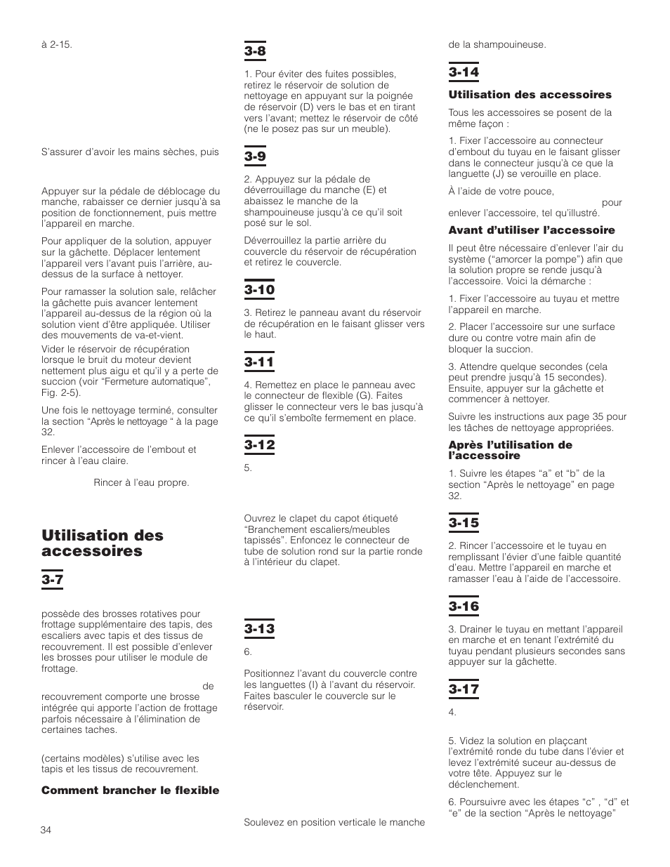 Utilisation des accessoires | Hoover SteamVac F5903-900 User Manual | Page 34 / 40