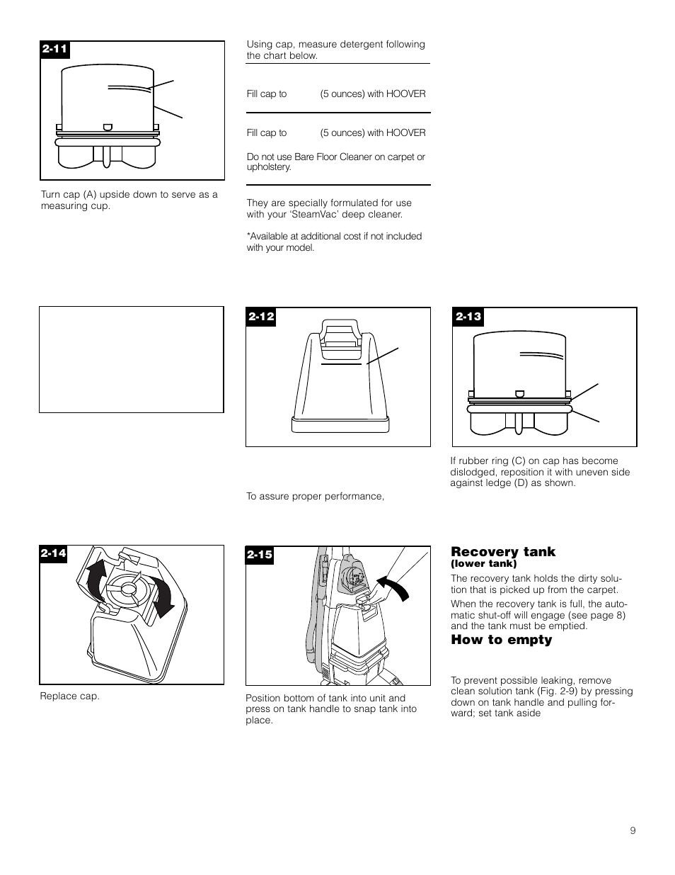 Recovery tank, How to empty | Hoover SteamVac F5903-900 User Manual | Page 9 / 40