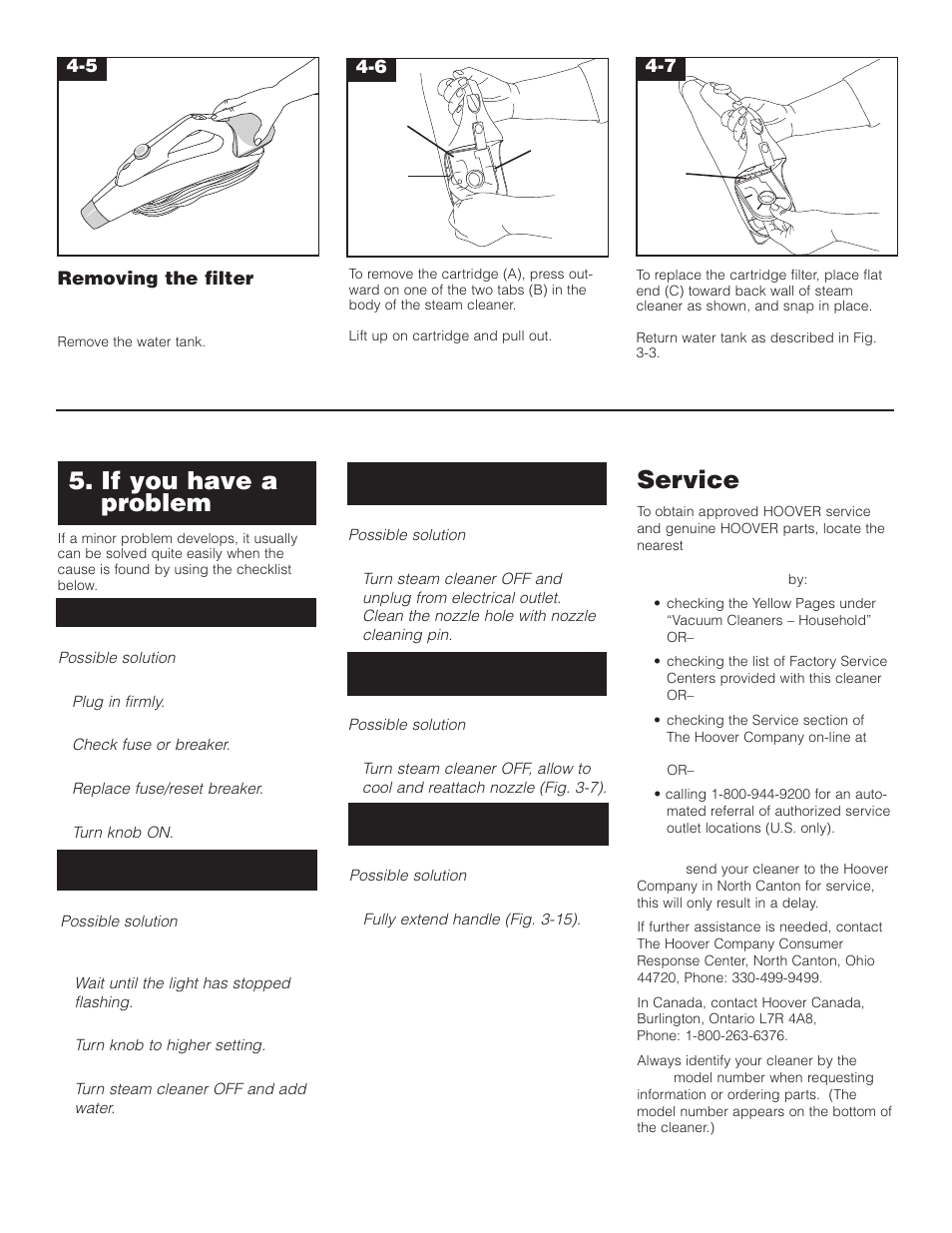 If you have a problem service | Hoover Steam cleaner User Manual | Page 8 / 9