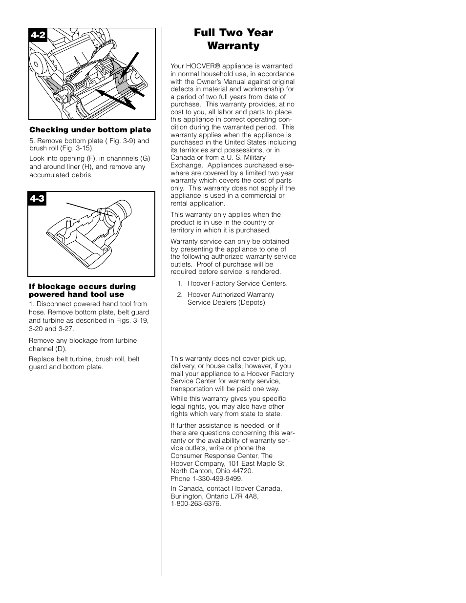 Full two year warranty | Hoover WindTunnel Self-Propelled Powered Hand Tool User Manual | Page 14 / 32