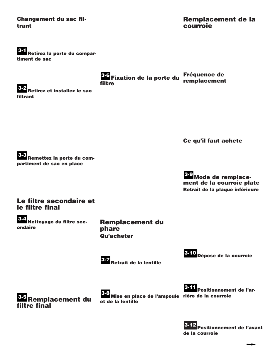Le filtre secondaire et le filtre final, Remplacement du filtre final, Remplacement du phare | Remplacement de la courroie | Hoover WindTunnel Self-Propelled Powered Hand Tool User Manual | Page 29 / 32