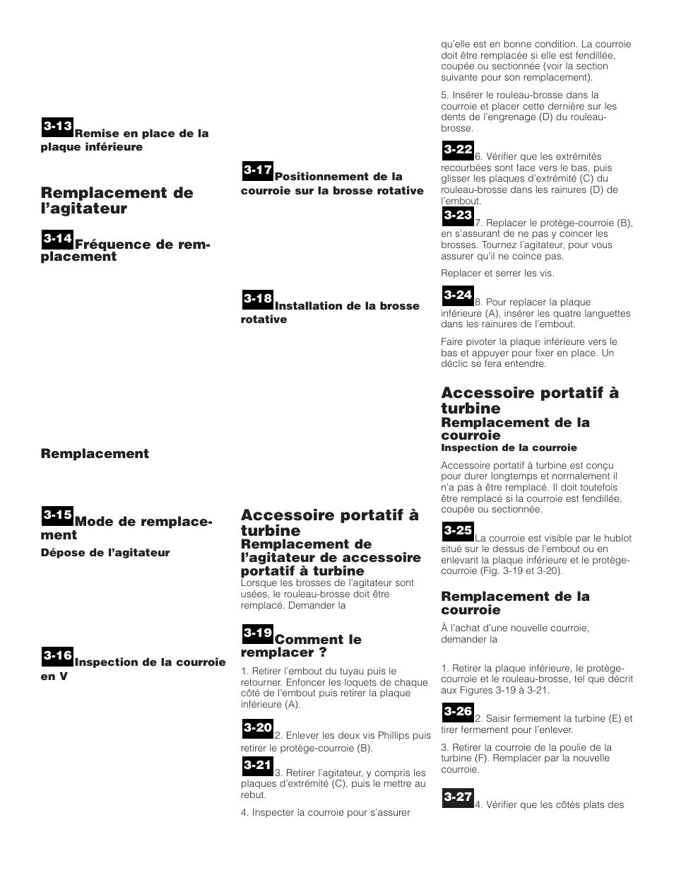 Remplacement de l’agitateur, Accessoire portatif à turbine | Hoover WindTunnel Self-Propelled Powered Hand Tool User Manual | Page 30 / 32
