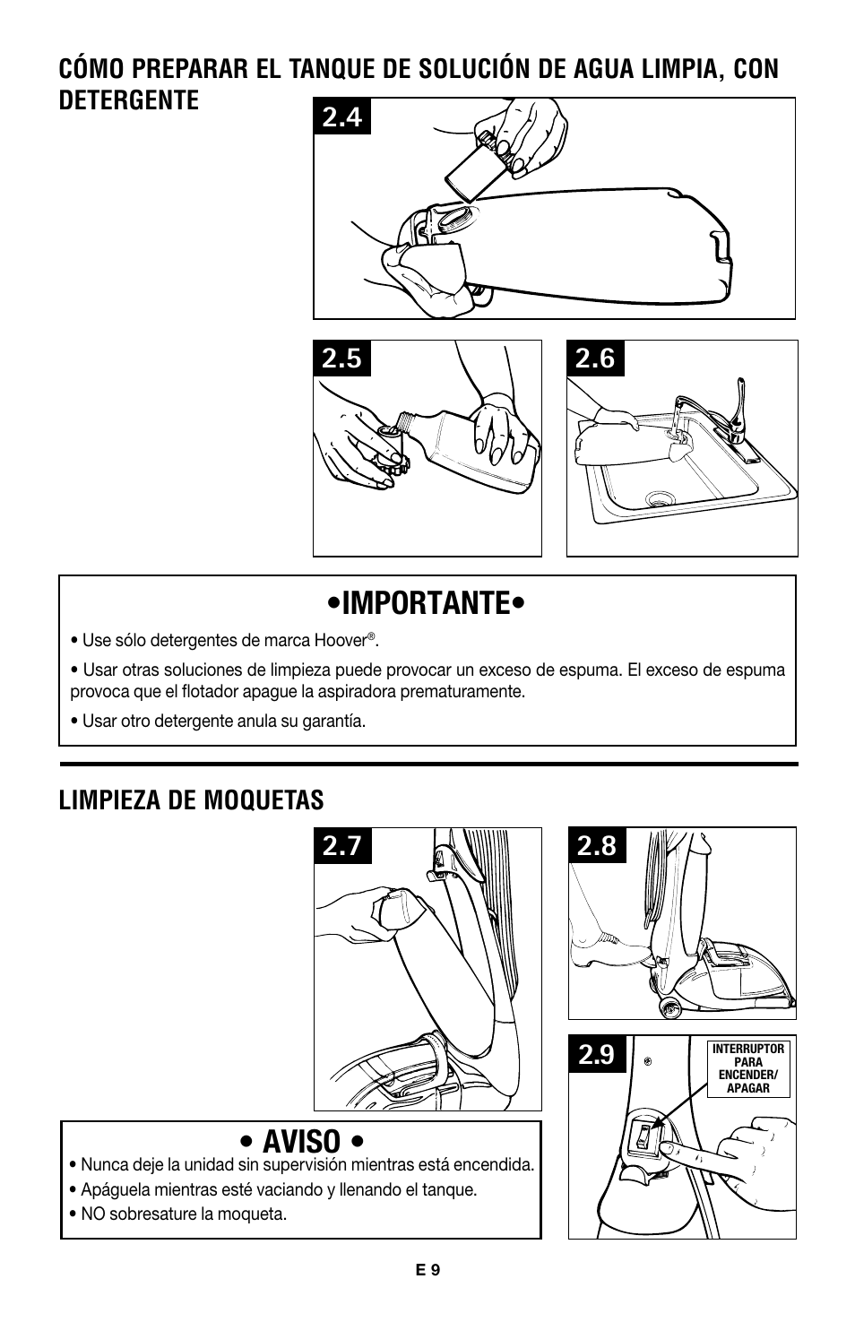 Importante, Aviso | Hoover E1 User Manual | Page 21 / 38