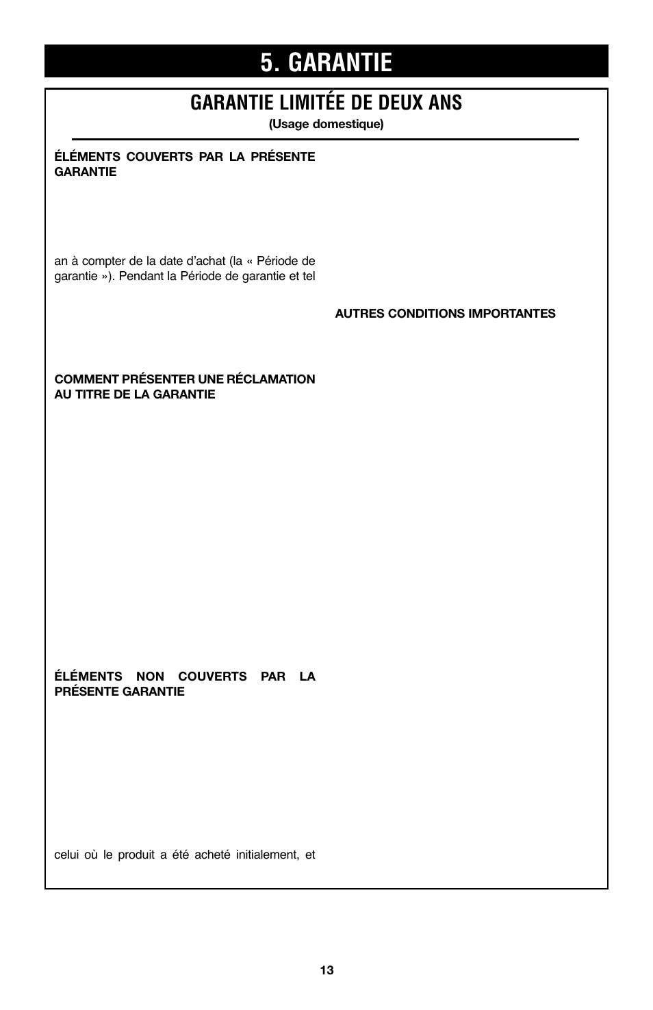 Garantie, Garantie limitée de deux ans | Hoover E1 User Manual | Page 38 / 38