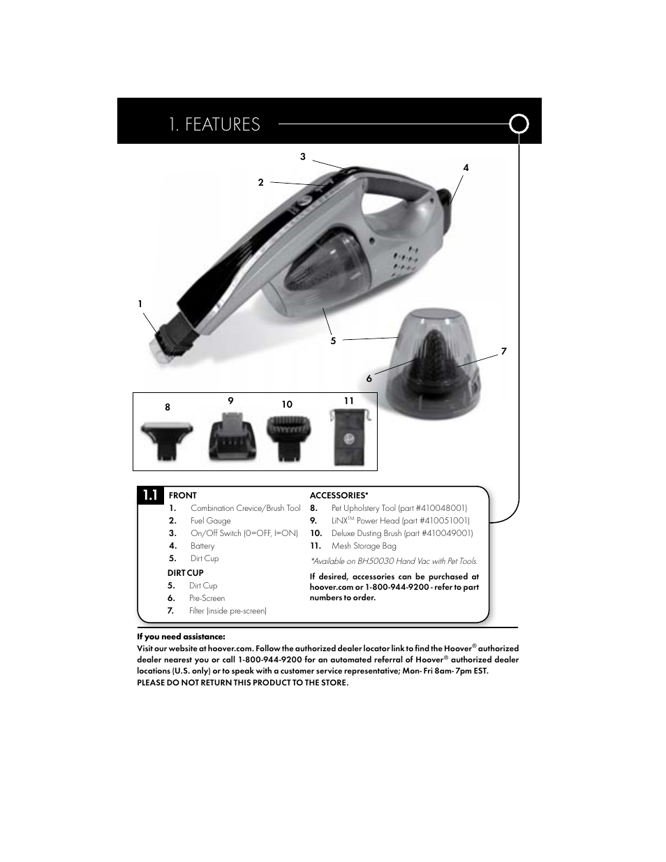 Features | Hoover BH50015 User Manual | Page 3 / 16