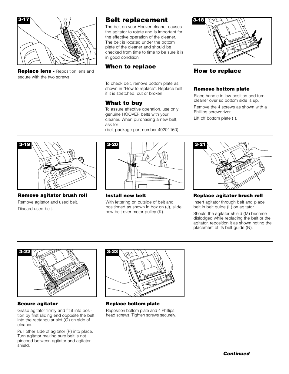 Belt replacement | Hoover Upright Bagless Vacuum Cleane User Manual | Page 11 / 15