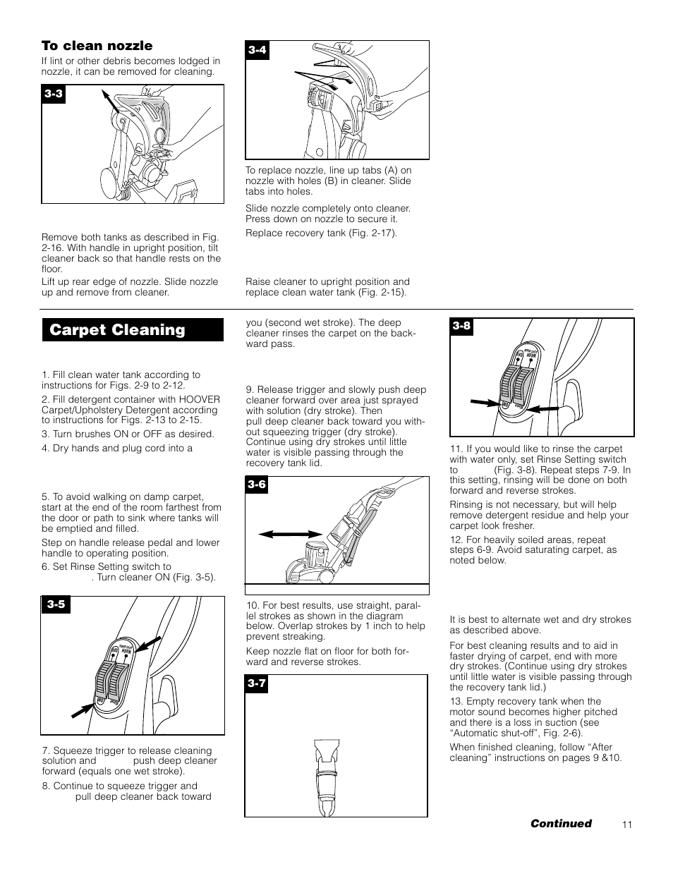 Carpet cleaning | Hoover Deep Cleaner with Auto Rinse SteamVacuum User Manual | Page 11 / 17