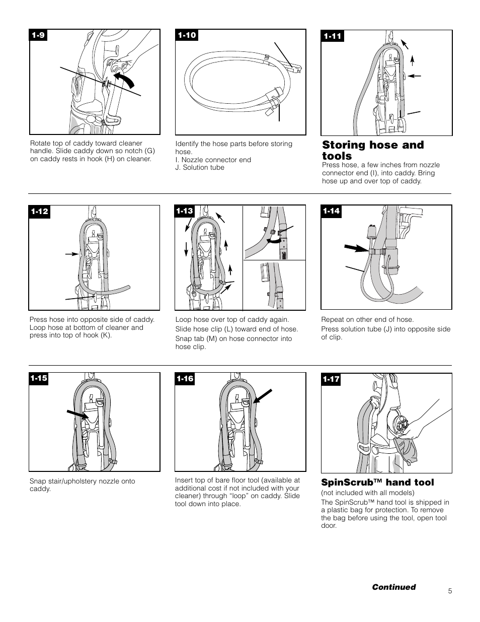 Storing hose and tools | Hoover Deep Cleaner with Auto Rinse SteamVacuum User Manual | Page 5 / 17