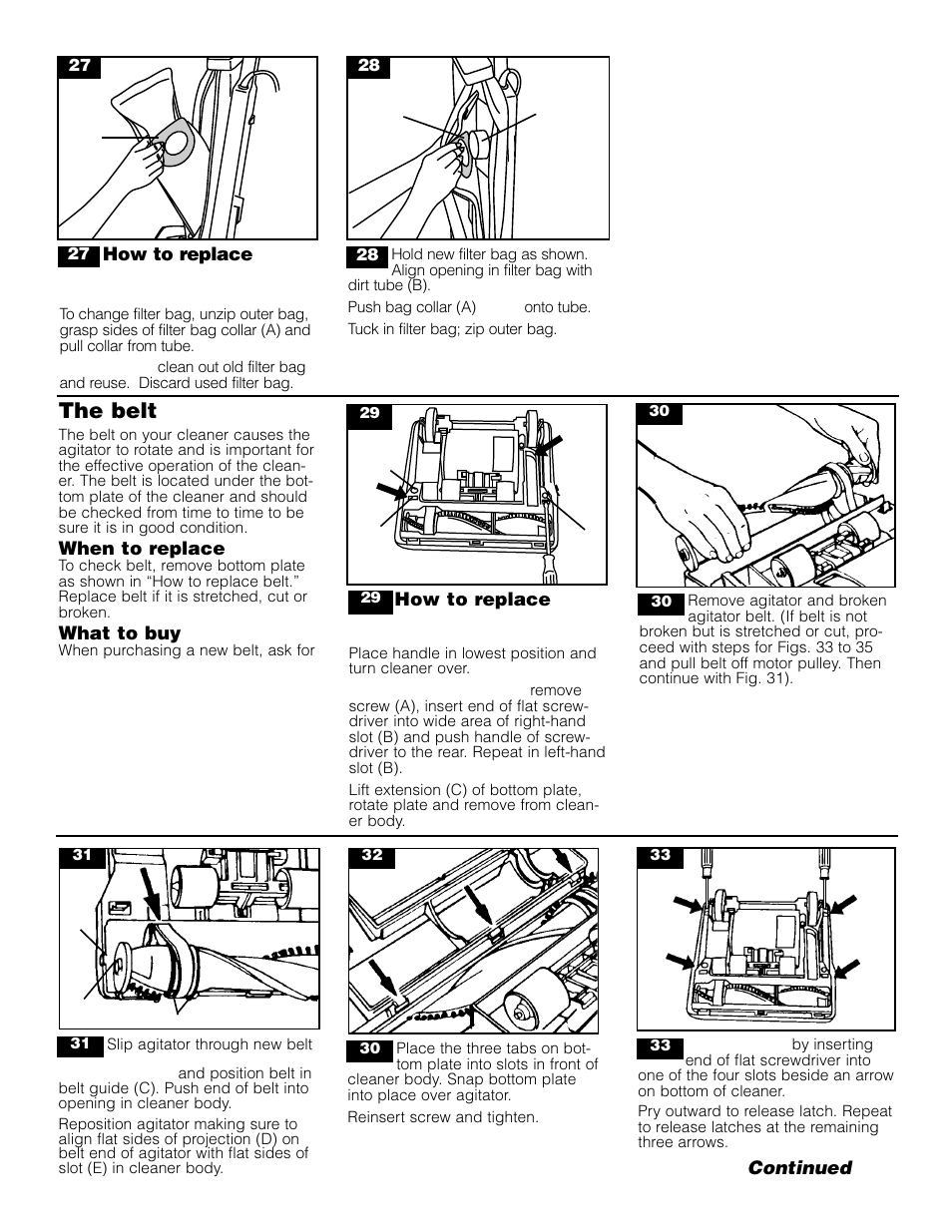 The belt | Hoover Lightweight Commercial Cleaner User Manual | Page 7 / 9