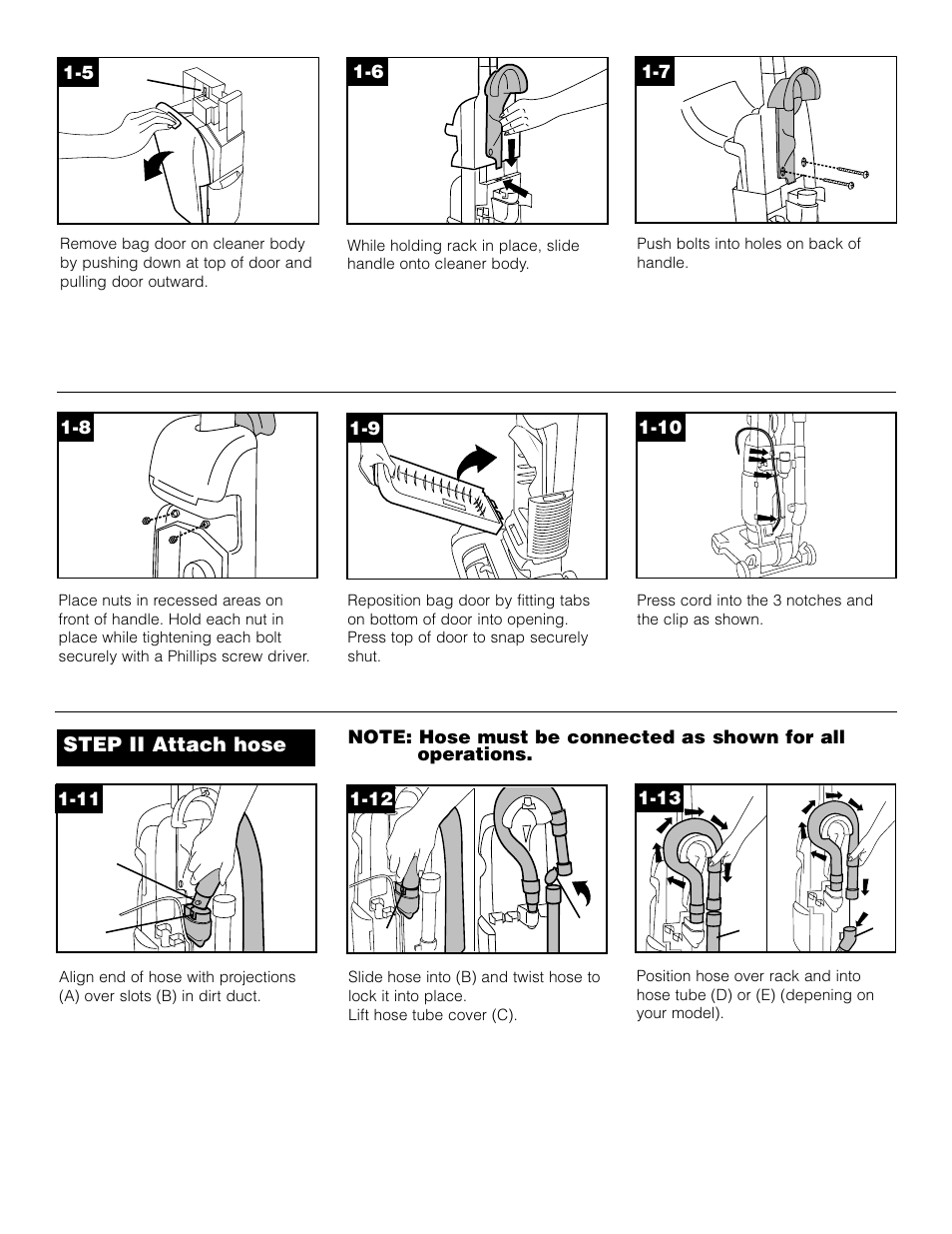 Step ii attach hose | Hoover WindTunnel vacuum cleaner User Manual | Page 4 / 12