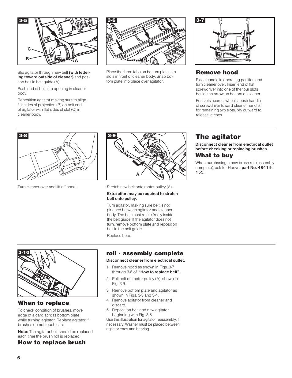 The agitator | Hoover C1415 User Manual | Page 6 / 20