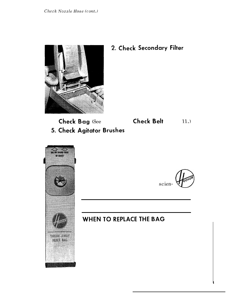 The throw-away bag | Hoover 1100 User Manual | Page 9 / 16