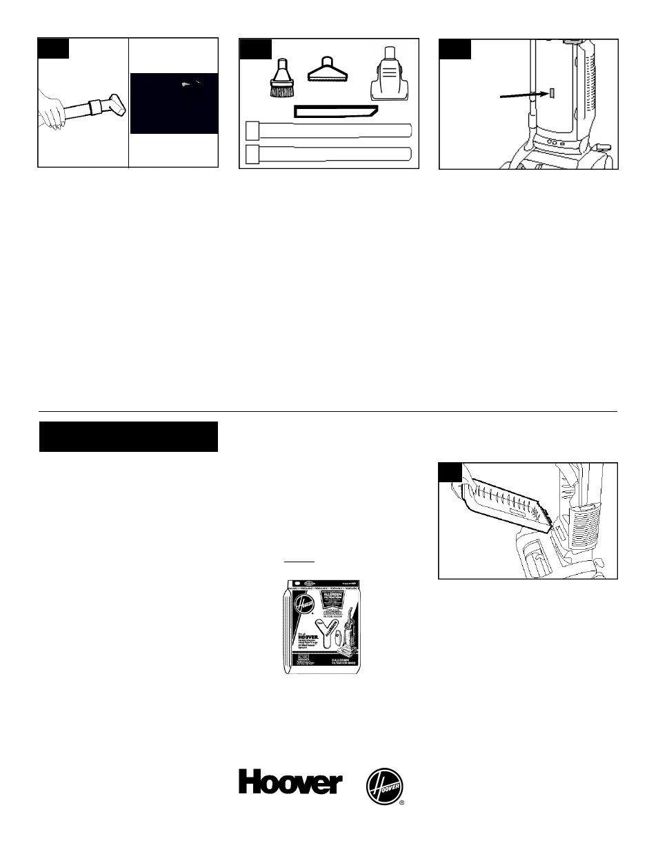 Maintenance, Select proper tool, Filter bag | Check bag indicator | Hoover WindTunnel Upright Bag Vacuum Cleaner User Manual | Page 8 / 14