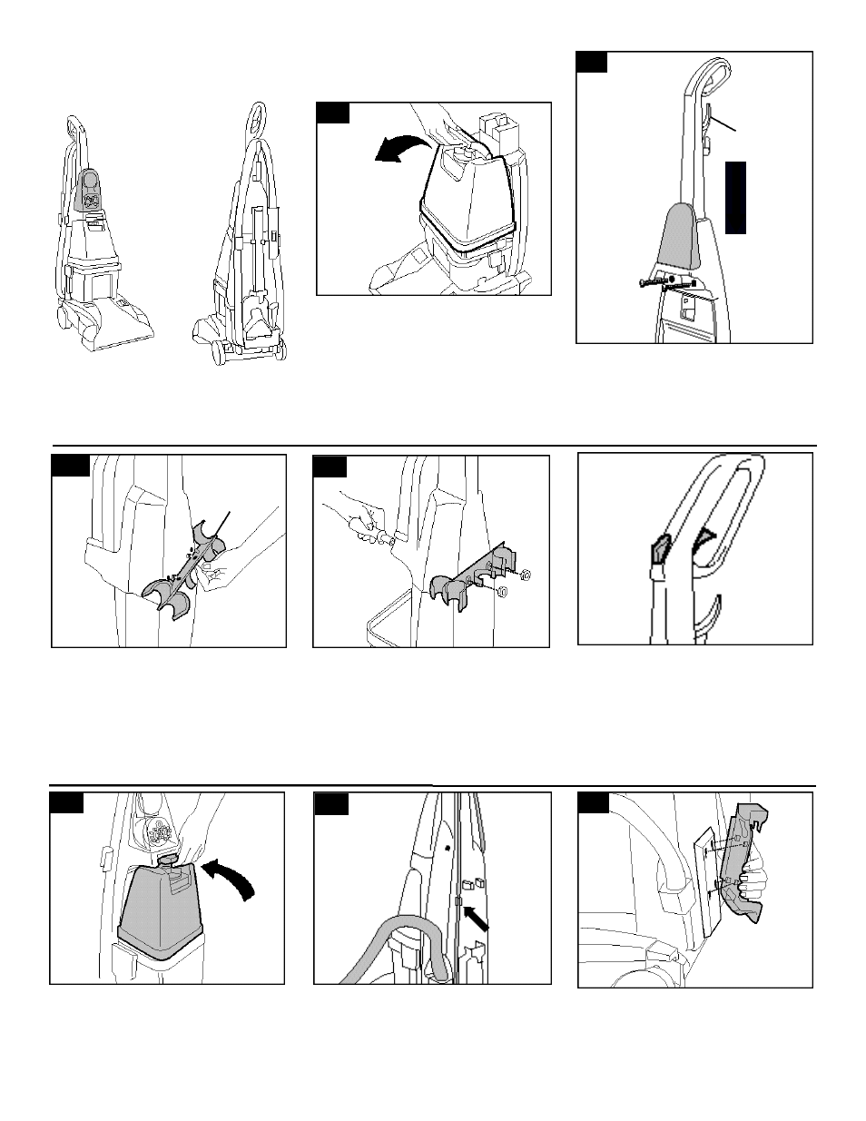 Assemble handle, Attach upper handle, Attach hose holder | Attach tool holder | Hoover LS User Manual | Page 4 / 15