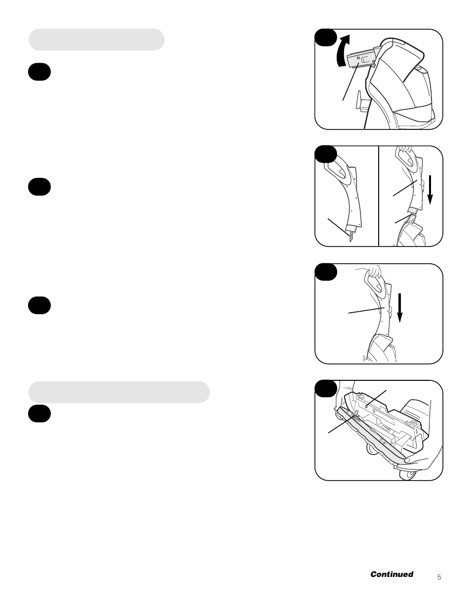 Assemble handle, Install brushes and nozzle | Hoover 500 User Manual | Page 5 / 19