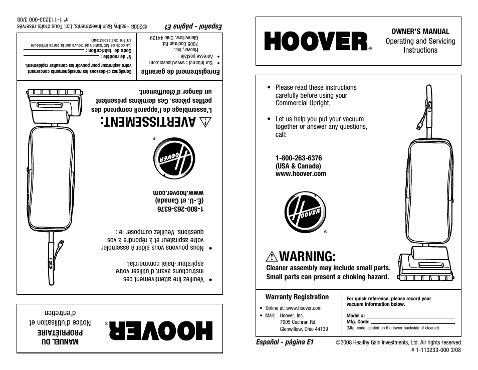 Hoover C1320 User Manual | 14 pages