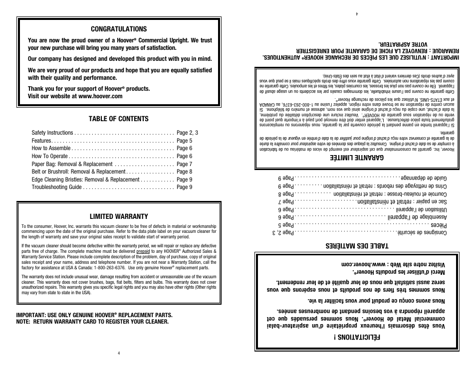 Hoover C1320 User Manual | Page 4 / 14