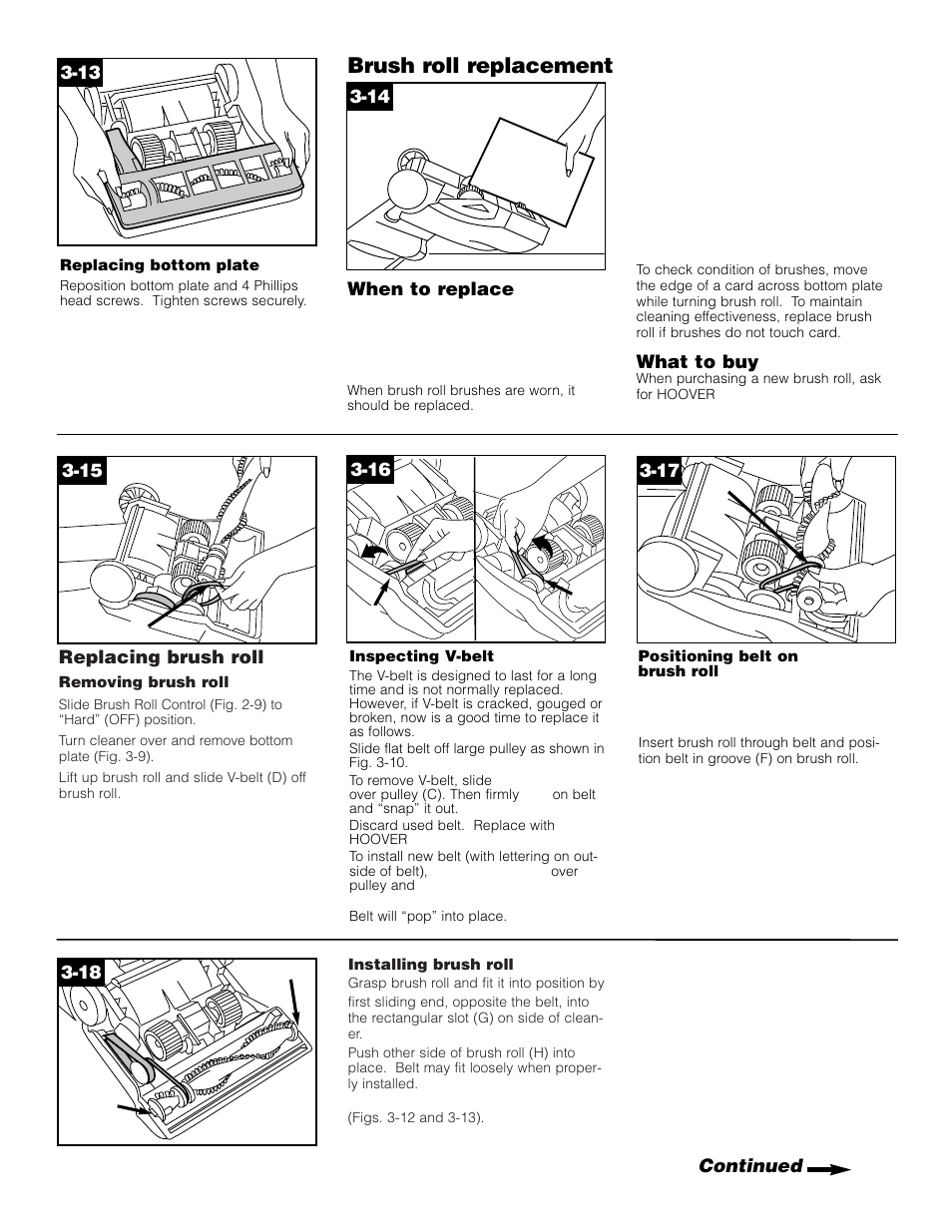 Brush roll replacement | Hoover WindTunnel Wind Tunnel vacuum cleaner User Manual | Page 11 / 32