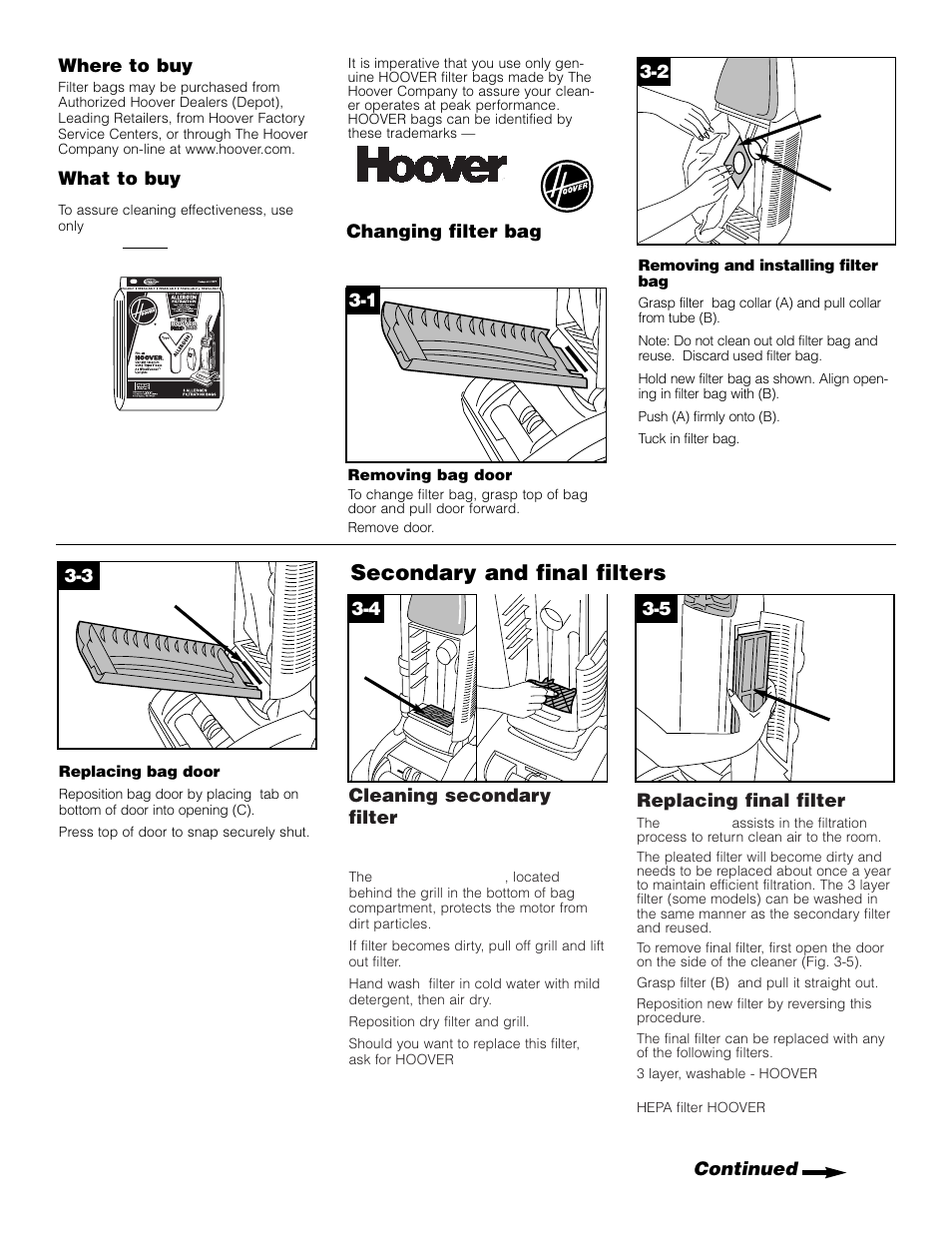 Secondary and final filters | Hoover WindTunnel Wind Tunnel vacuum cleaner User Manual | Page 9 / 32