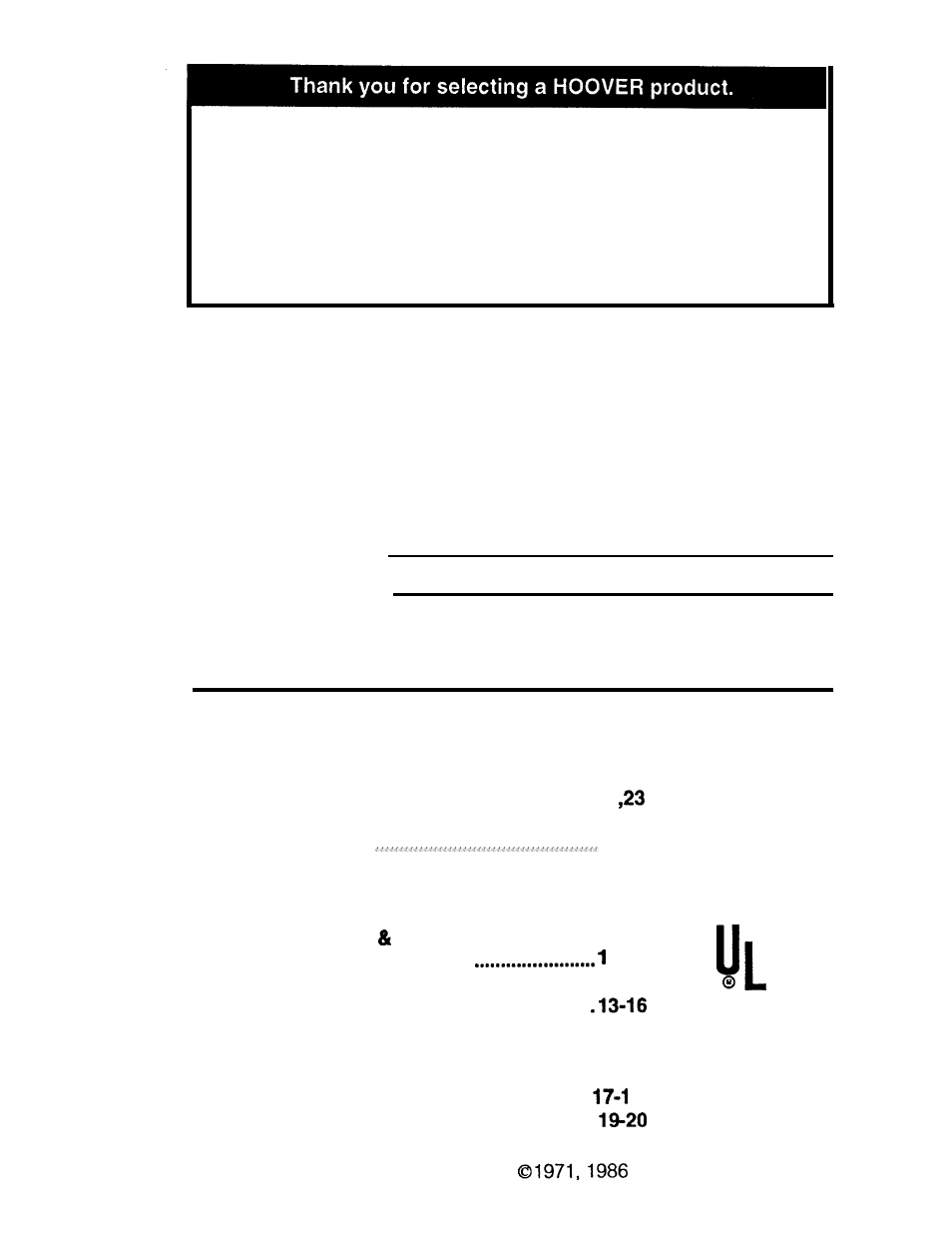 Fill in and retain, Save! index | Hoover Shampoo- Polisher User Manual | Page 2 / 23