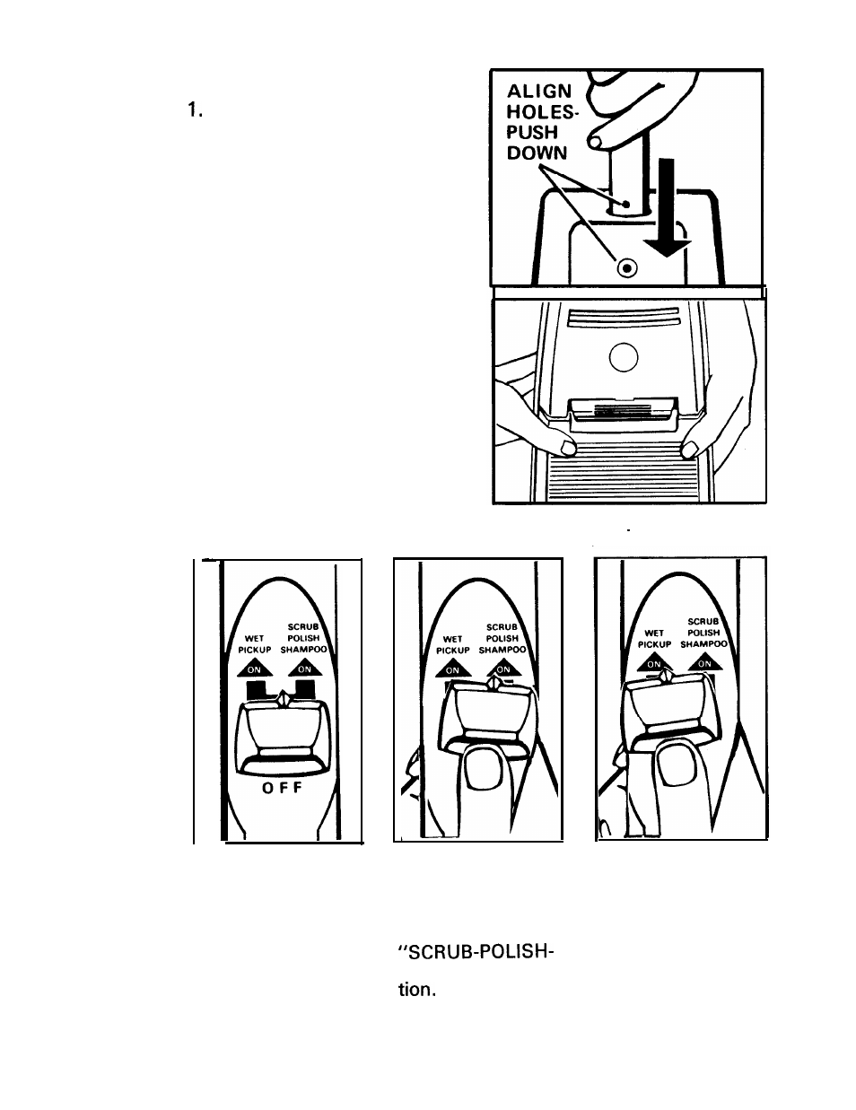 Assembly, How to use, The control button | Hoover Shampoo- Polisher User Manual | Page 6 / 23