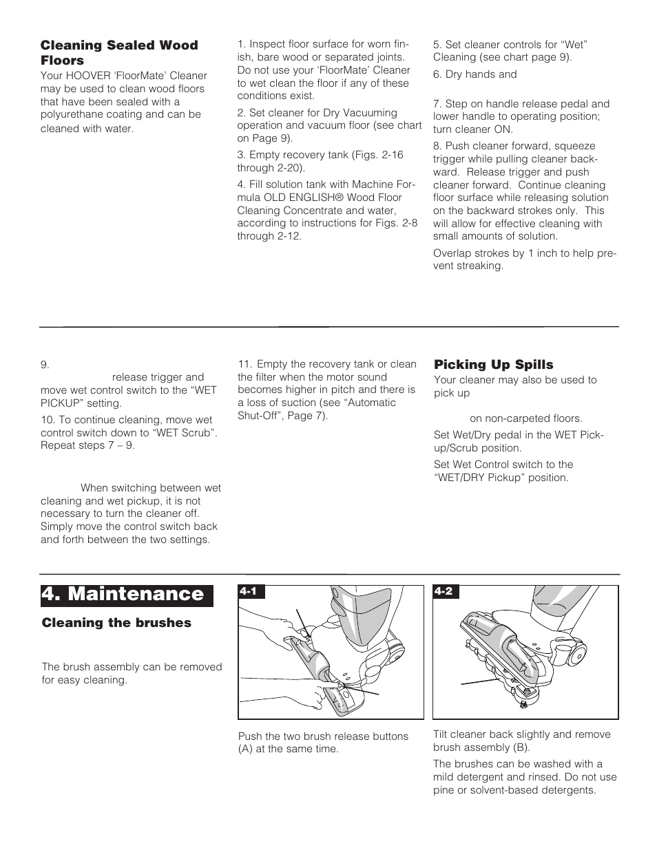 Maintenance | Hoover FloorMATE Floor Mate with Spin Scrub Brushes The Hard Floor Cleaner User Manual | Page 10 / 14