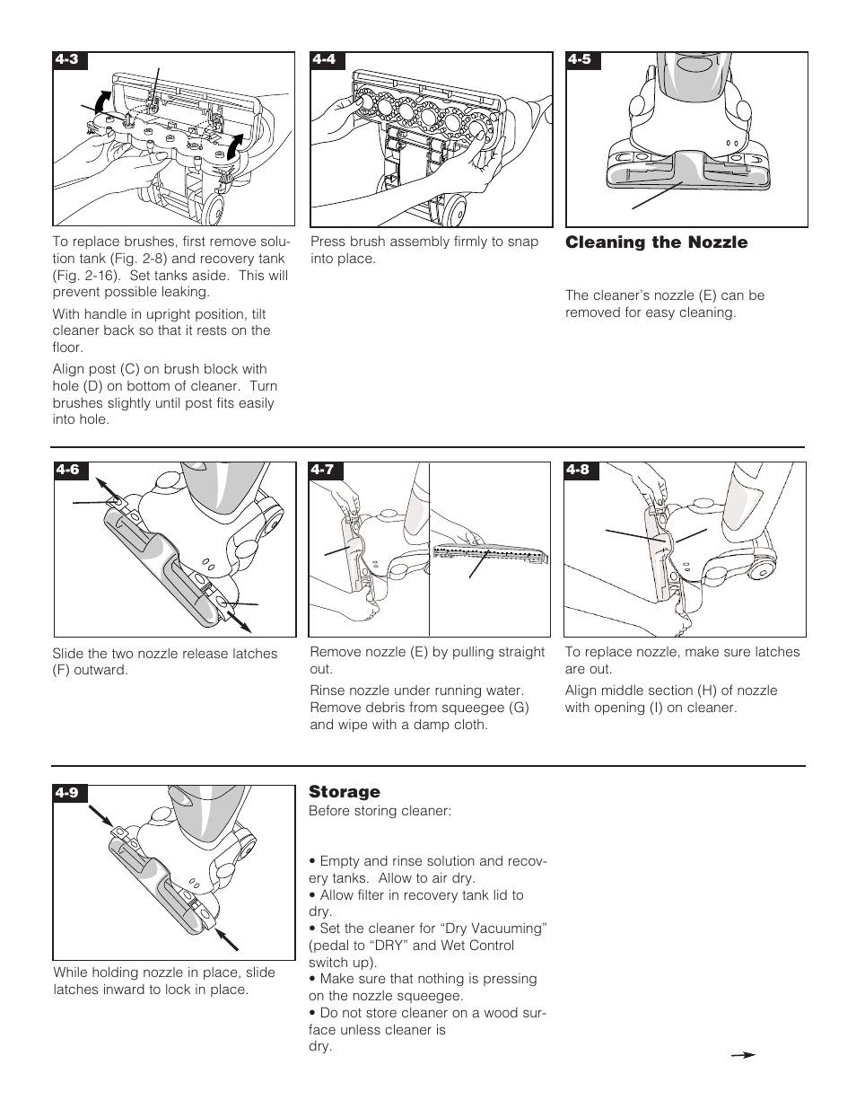 Cleaning the nozzle, Storage | Hoover FloorMATE Floor Mate with Spin Scrub Brushes The Hard Floor Cleaner User Manual | Page 11 / 14