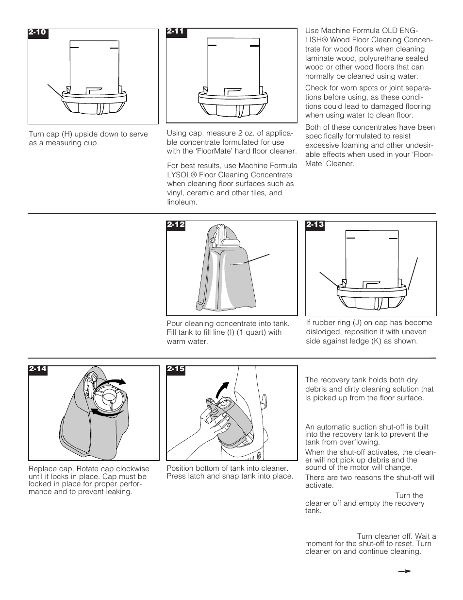 Recovery tank (lower tank), Automatic shut-off | Hoover FloorMATE Floor Mate with Spin Scrub Brushes The Hard Floor Cleaner User Manual | Page 7 / 14