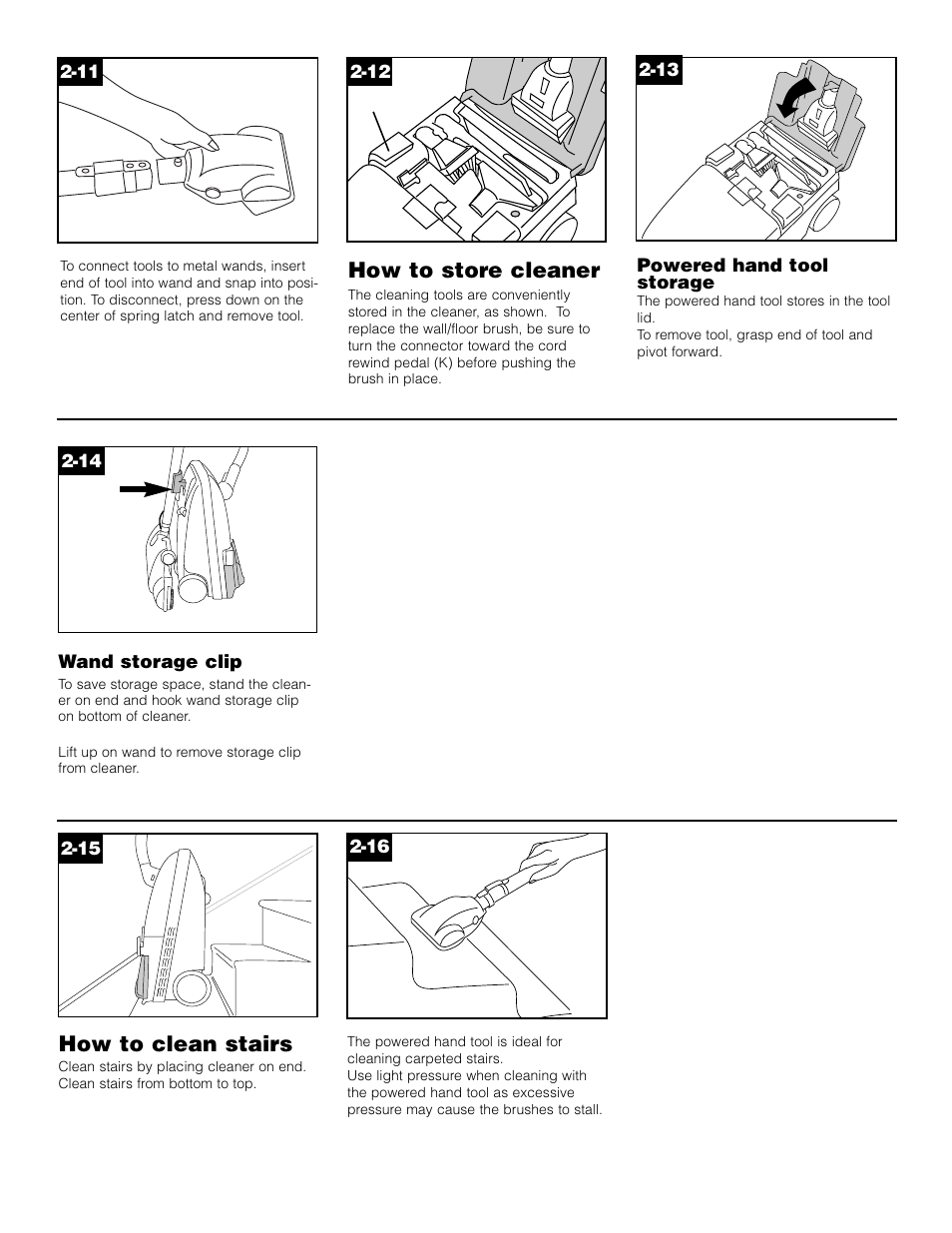 How to clean stairs, How to store cleaner | Hoover S3621 User Manual | Page 7 / 14