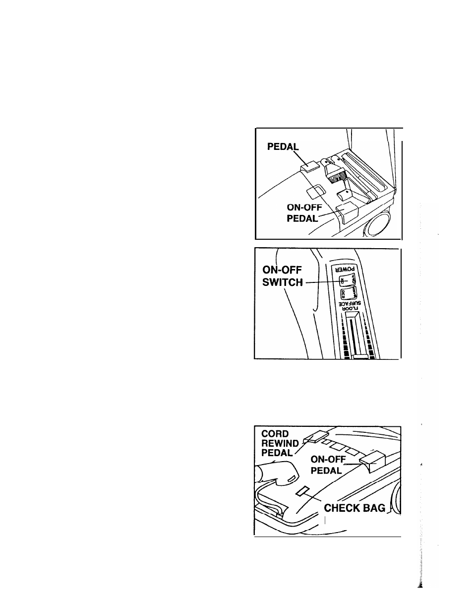 How to use, On-off switches, Check bag indicator | Hoover S1349 User Manual | Page 8 / 24