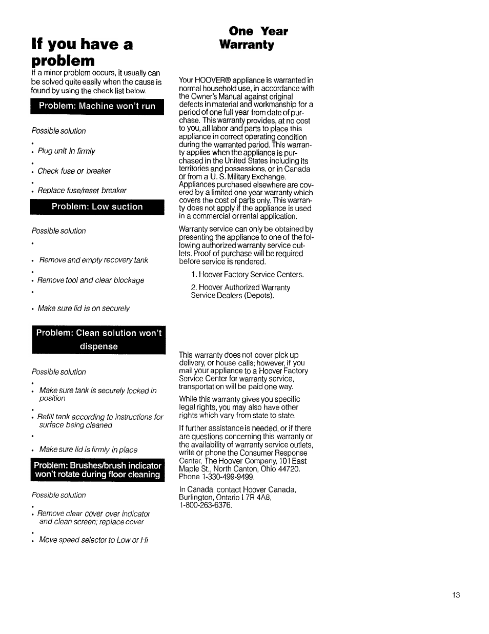 Domestic use), Full | Hoover Ultra Plus User Manual | Page 13 / 14