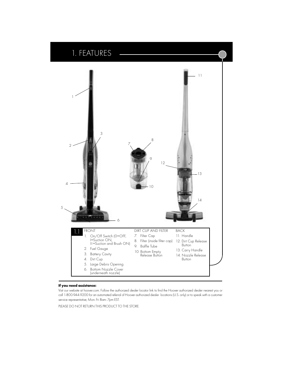 Features | Hoover BH50010 User Manual | Page 3 / 16