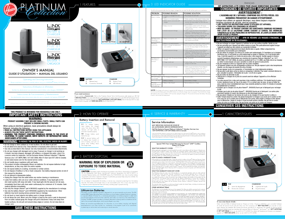 Hoover Battery Charger User Manual | 2 pages